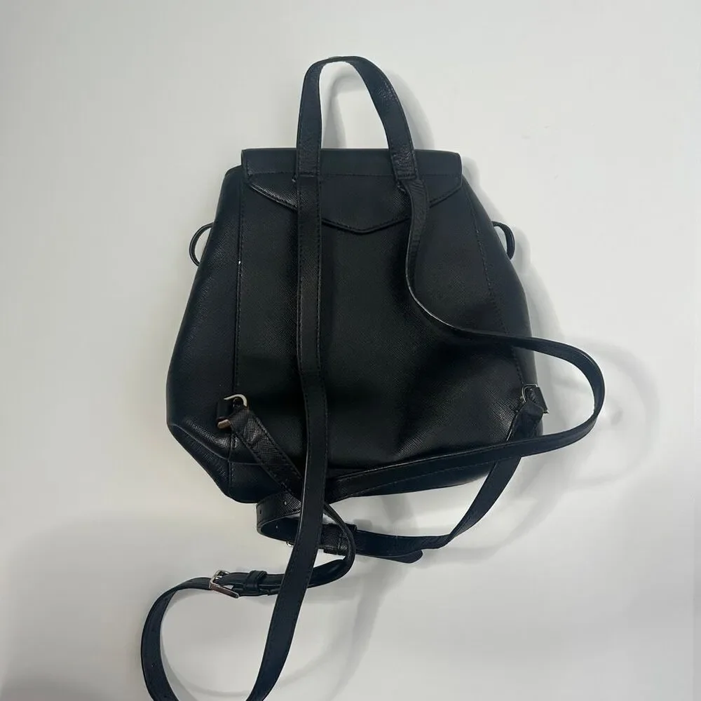 Kate Spade Black Saffiano Leather Flap Backpack